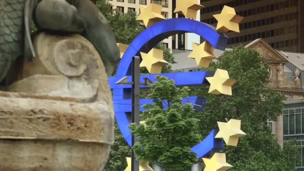 Frankfurt Alemania Circa 2019 Plaza Willy Brandt Con Frankfurter Marchenbrunnen — Vídeo de stock