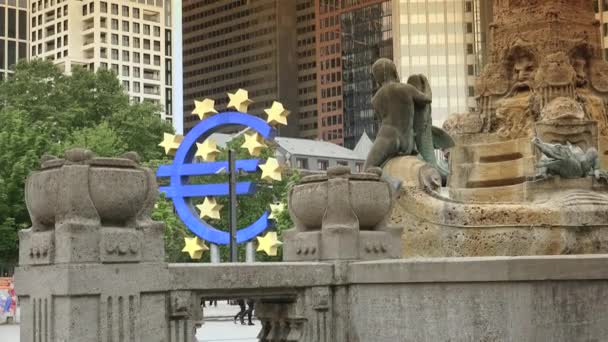 Frankfurt Germania Circa 2019 Piața Willy Brandt Frankfurter Marchenbrunnen Zgârie — Videoclip de stoc