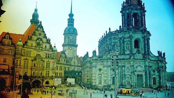 Catedral Dresden Santíssima Trindade Técnica Ilustração Efeitos Óleo Digital Alemanha — Fotografia de Stock