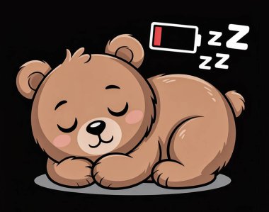 Tatlı uyuyan ayı. Çizgi film vektör çizimi. Beyaz arkaplanda izole edilmiş vektör resmi.