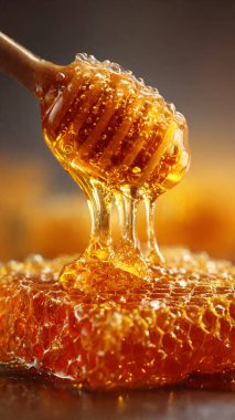 Tahta masadaki bal ve tatlı taraklar