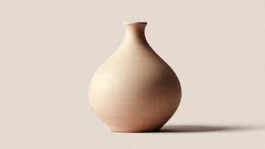 Bej arkaplanda boş seramik vazo