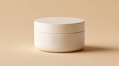 beyaz arka planda beyaz boş kozmetik kavanozu, 3 boyutlu görüntüleme.