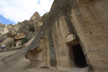 Kapadokya, hindi - 11. 202: Goreme 'deki antik mağara. Cappado 'daki ünlü mağara müzesi.
