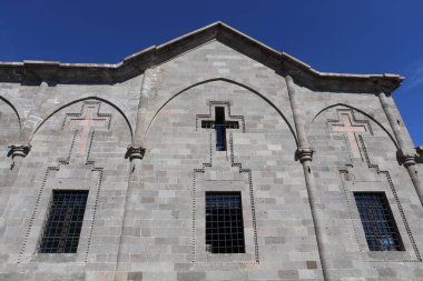 24-09-2024 Derinkuyu Nevsehir Türkiye: Derinkuyu Yeraltı Kenti 'nin iç odası volkanik kayalara oyuldu