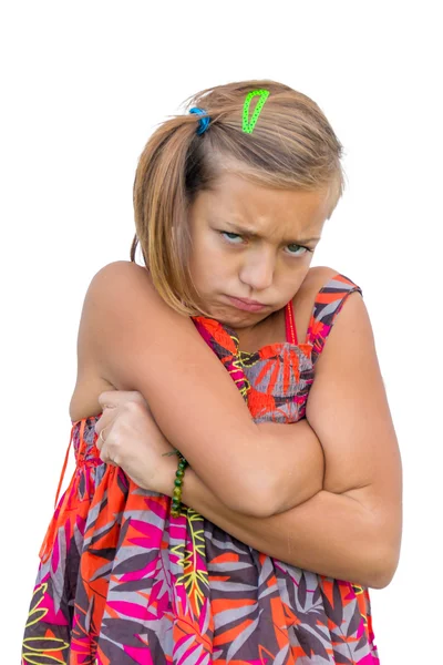 Niño triste con las manos dobladas —  Fotos de Stock