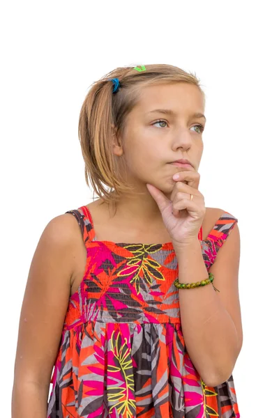 Kind denkt over zelfs wat persoonlijke meningen besluit — Stockfoto