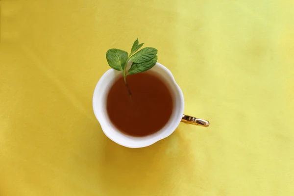 Cup tea and mint — Stock Photo, Image