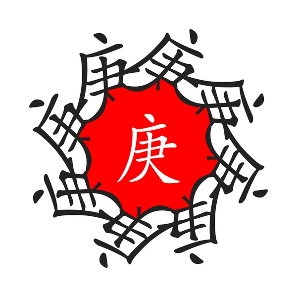 Symbole des hiéroglyphes chinois. Traduction de 10 tiges du zodiaque, signes feng shui hiéroglyphe : "Métal ". — Image vectorielle