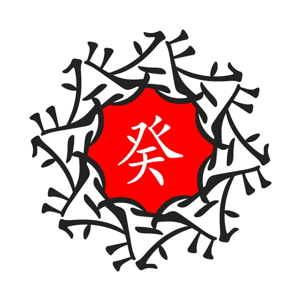 Symbole des hiéroglyphes chinois. Traduction de 10 tiges du zodiaque, signes feng shui hiéroglyphe : "Air ". — Image vectorielle