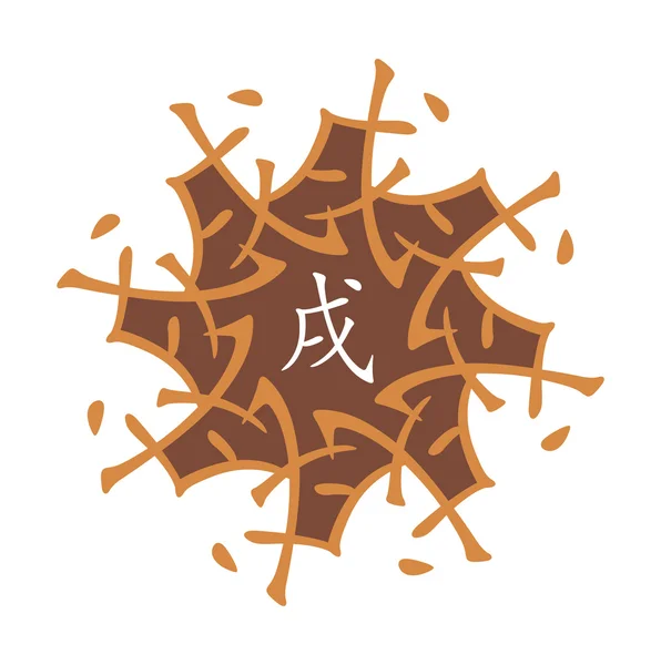 Çin hiyerogliflerinin sembolü. 12 zodyak hayvanlar şube çevirisi, feng shui işaretleri hiyeroglif: 'Köpek'. Beş element.