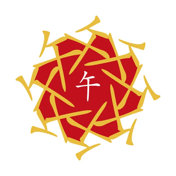 Çin hiyeroglif sembol. Çeviri 12 zodyak hayvanlar Şubesi, feng shui hiyeroglif işaretler: 'At'. Beş Element.