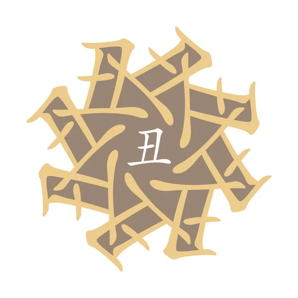 Çin hiyeroglif sembol. Çeviri 12 zodyak hayvanlar Şubesi, feng shui hiyeroglif işaretler: 'Köpek'. Beş Element. Yang toprak elementi. Kırmızı degrade