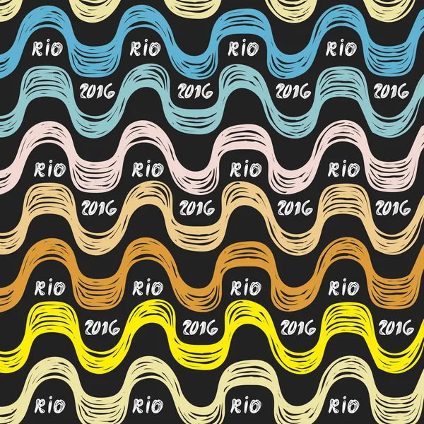 Ipanema Plajı deseni kümesi. Vektör çizim. Brezilya, Rio tarzı desen. Elle çizilmiş. 2016 yıl