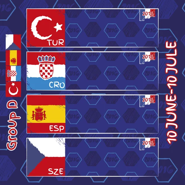 Desen, bayraklar, Tarih ve saat Futbol Şampiyonası için.