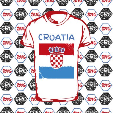 Bir futbol topu desen ve Hırvatistan bayrağı