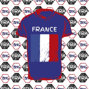 Bir futbol topu desen ve Fransa bayrağı