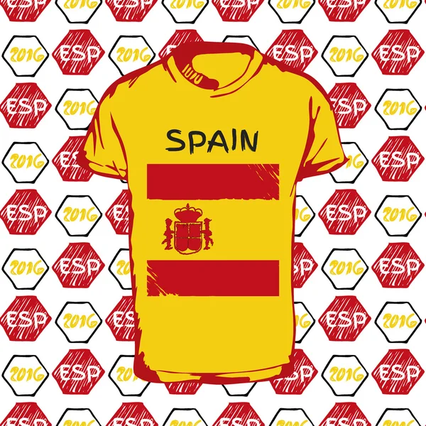 A soccer ball pattern and Spain flag — Stock Vector