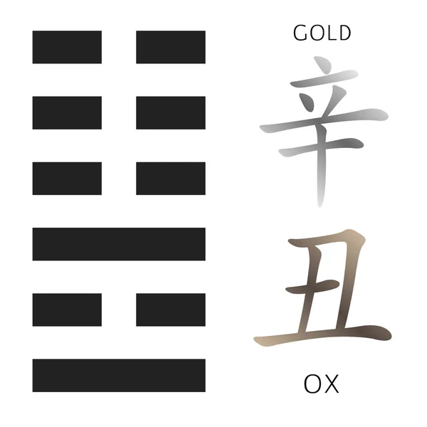 Símbolo de i ching hexagrama de jeroglíficos chinos . — Vector de stock