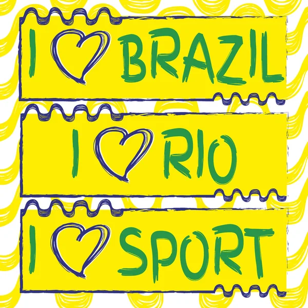 Vektör kümesi afiş ve Brezilya seviyorum — Stok Vektör