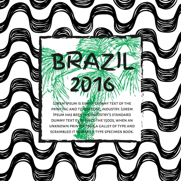 Ipanema Plajı desen afiş palm ile. 