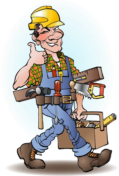 Θετική ξυλουργός στην εργασία — Διανυσματικό Αρχείο
