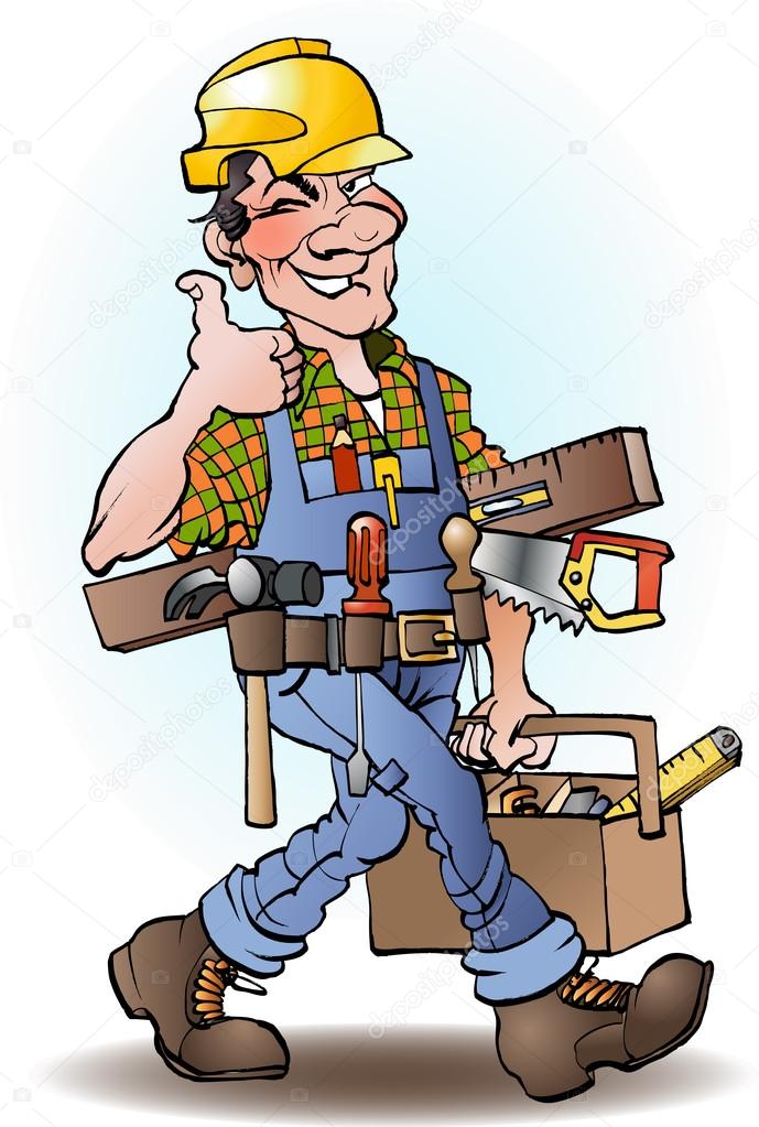 Positive carpenter at work