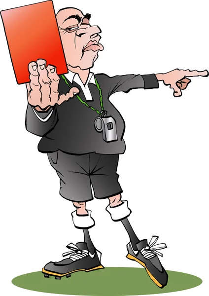 A referee with a red card — Stock Vector