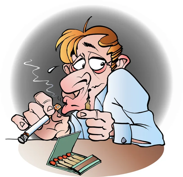 秘密の喫煙者のベクトル漫画イラスト — ストックベクタ