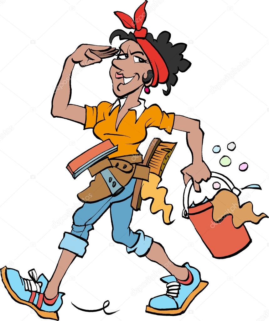 A Cleaning lady at work dark — Stock Vector © SECHER 88100538