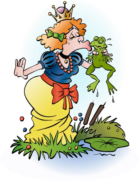亲吻一只青蛙公主 — 图库矢量图片
