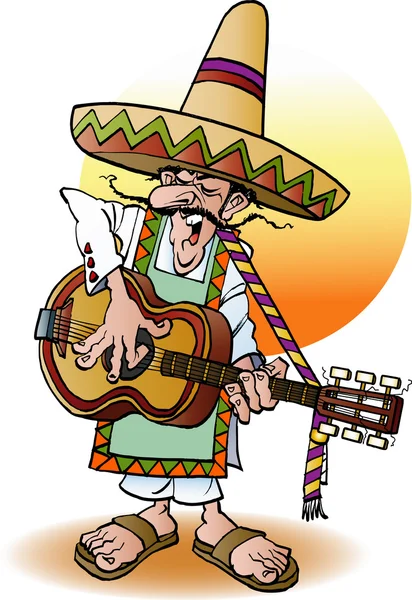 墨西哥吉他演奏家 — 图库矢量图片