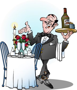 Garson masaya davet ediyor.