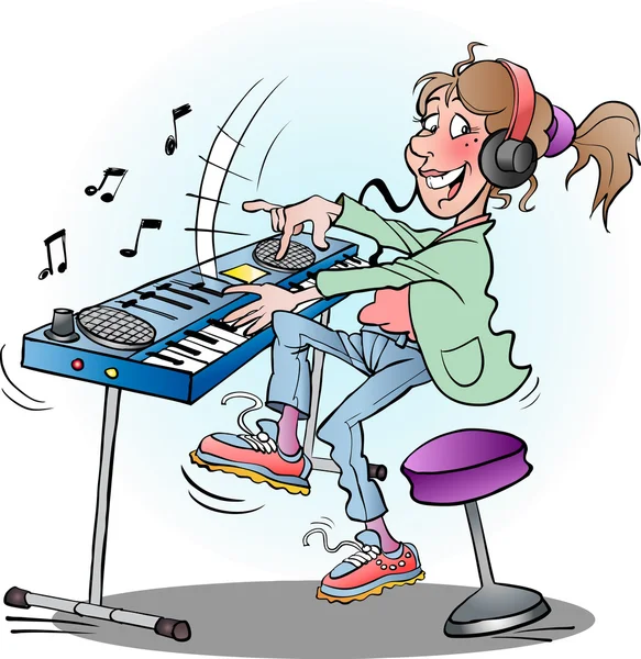 Дівчинка грає клавіатури — стоковий вектор
