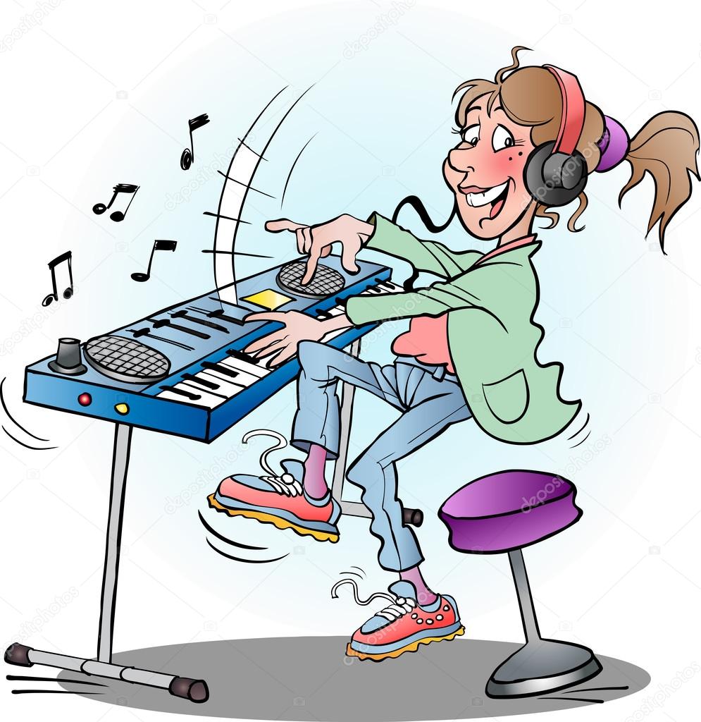 Girl playing keyboard