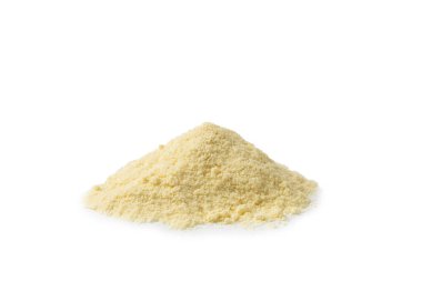 Protein powder. A scoop of protein powder isolated on a white background. Different flavors of whey protein powder. Sports nutrition concept. Gym. Amino acid food supplement, creatine powder. 