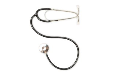 Steteskop beyaz arka planda izole edilmiş. Tıbbi alet. Tıbbi konsept. Sağlık hizmetleri. Sağlık Günü. Doktor ekipmanı. Kardiyoloji. Kalp hastalığı. Akciğer teşhisi. Solunum iltihabı teşhisi.