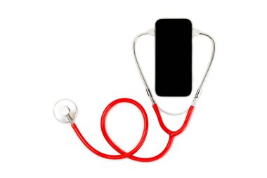 Steteskop beyaz arka planda izole edilmiş. Tıbbi alet. Tıbbi konsept. Sağlık hizmetleri. Sağlık Günü. Doktor ekipmanı. Kardiyoloji. Kalp hastalığı. Akciğer teşhisi. Solunum iltihabı teşhisi.