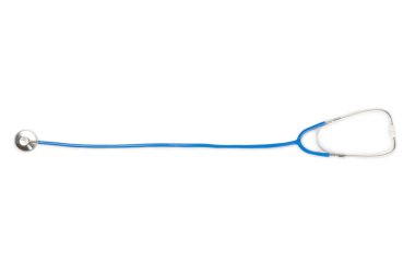 Steteskop beyaz arka planda izole edilmiş. Tıbbi alet. Tıbbi konsept. Sağlık hizmetleri. Sağlık Günü. Doktor ekipmanı. Kardiyoloji. Kalp hastalığı. Akciğer teşhisi. Solunum iltihabı teşhisi.