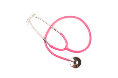 Steteskop beyaz arka planda izole edilmiş. Tıbbi alet. Tıbbi konsept. Sağlık hizmetleri. Sağlık Günü. Doktor ekipmanı. Kardiyoloji. Kalp hastalığı. Akciğer teşhisi. Solunum iltihabı teşhisi.