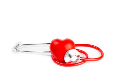 Cardiology. Stethoscope heart. doctor's stethoscope isolated on white background, hospital life insurance concept, World Heart Health Day. Doctor Day. Medical assistance. Heart disease. Heart attack. Health care.