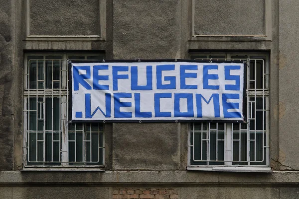 ドイツで難民を歓迎します。 — ストック写真