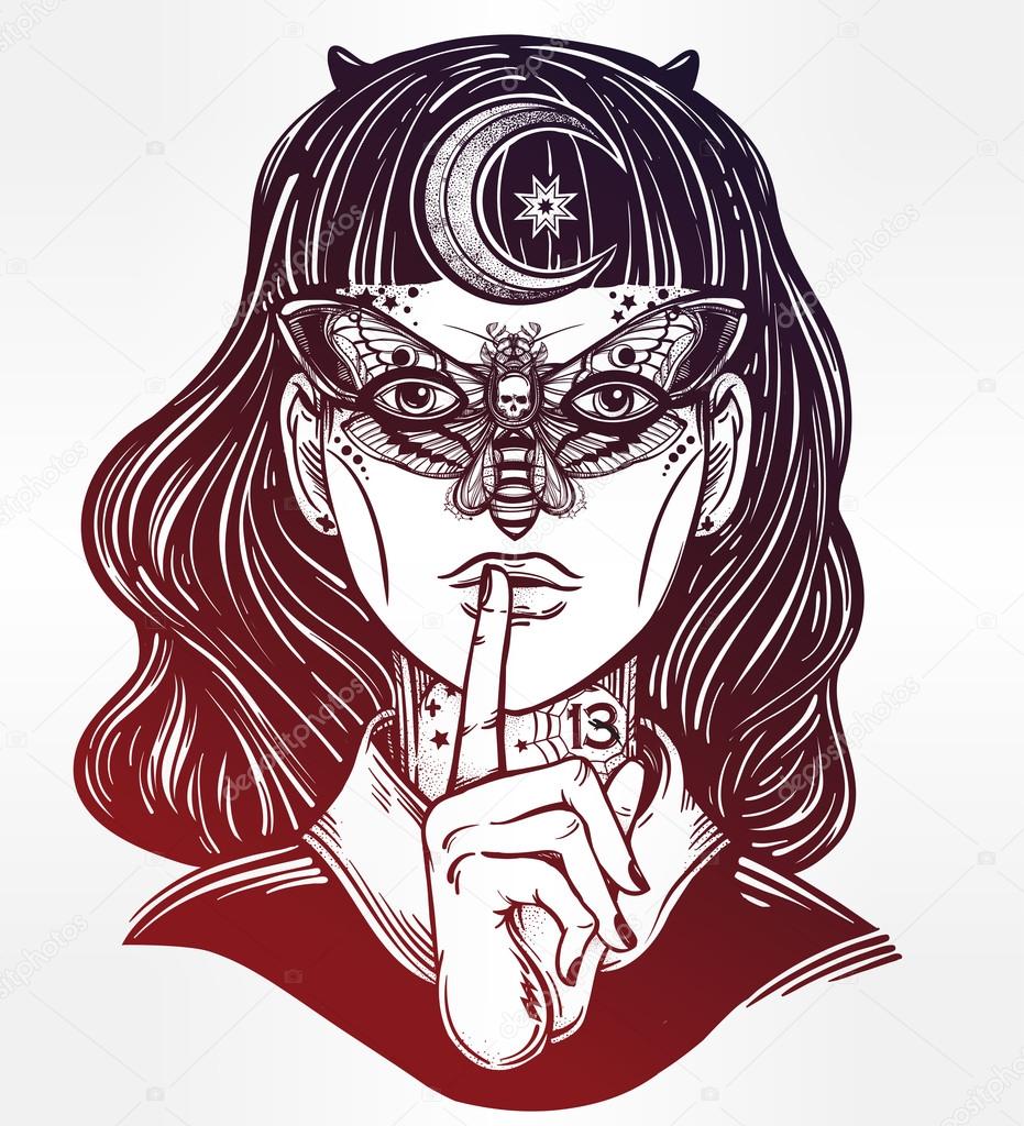 Fantasia spiritualit  occultismo l arte del tatuaggio libri da colorare Illustrazione vettoriale isolato Alla moda stampa — Vettoriali di Katja87