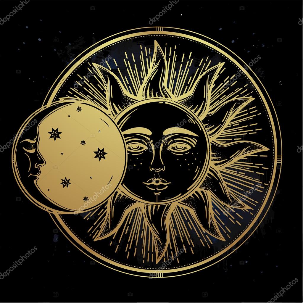Download Vintage hand drawn sun eclipse . — Stock Vector © Katja87 #97906744
