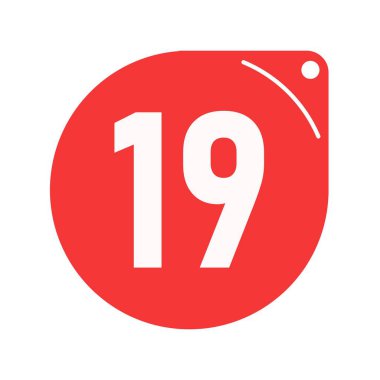 19 etiket promosyonu. Kırmızı etiket tanıtımı. beyaz arkaplan.