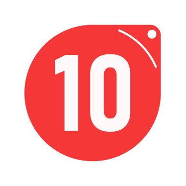 10 etiket promosyonu. Kırmızı etiket tanıtımı. beyaz arkaplan.