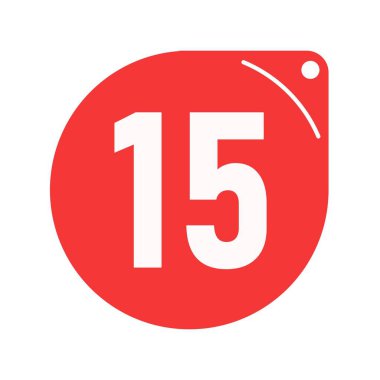 15 etiket promosyonu. Kırmızı etiket tanıtımı. beyaz arkaplan.