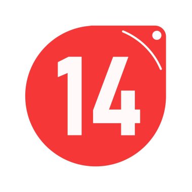 14 etiket promosyonu. Kırmızı etiket tanıtımı. beyaz arkaplan.