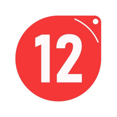 12 etiket promosyonu. Kırmızı etiket tanıtımı. beyaz arkaplan.