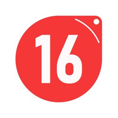 16 etiket promosyonu. Kırmızı etiket tanıtımı. beyaz arkaplan.